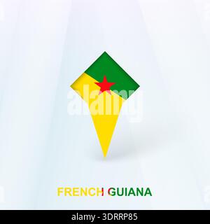 French Guiana Flag Pin Icon with Geometric Design. Vector illustration. Stock Vector
