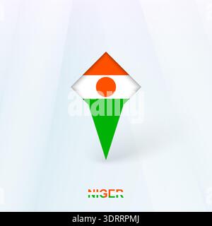 Niger Flag Pin Icon with Geometric Design. Vector illustration. Stock Vector