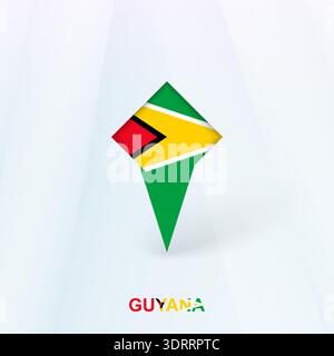 Guyana Flag Pin Icon with Geometric Design. Vector illustration. Stock Vector