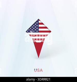 USA Flag Pin Icon with Geometric Design. Vector illustration. Stock Vector