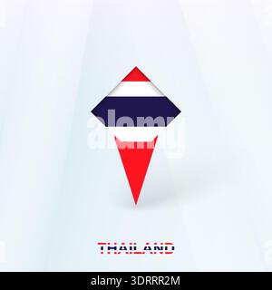 Thailand Flag Pin Icon with Geometric Design. Vector illustration. Stock Vector