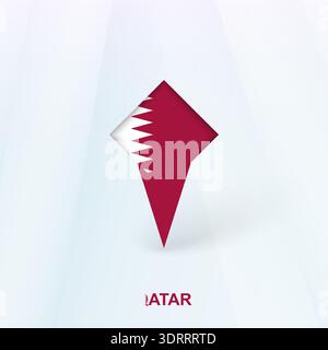Qatar Flag Pin Icon with Geometric Design. Vector illustration. Stock Vector