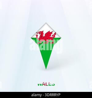 Wales Flag Pin Icon with Geometric Design. Vector illustration. Stock Vector