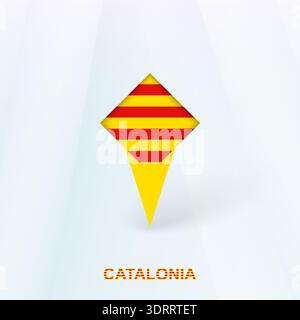 Catalonia Flag Pin Icon with Geometric Design. Vector illustration. Stock Vector