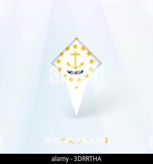 Rhode Island Flag Pin Icon with Geometric Design. Vector illustration. Stock Vector