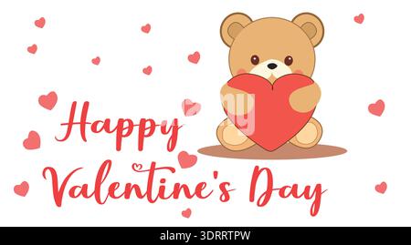 Cute bear celebrates happy valentines day Stock Vector