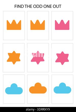 Find the Odd One Out Printable Logic Activity Stock Vector