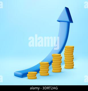 3D Blue arrow rising Stock Vector