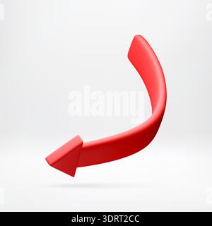 3D Red arrow pointing downward Stock Vector