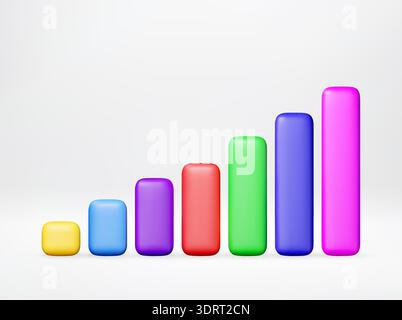 Colorful 3d bar chart showing growth Stock Vector