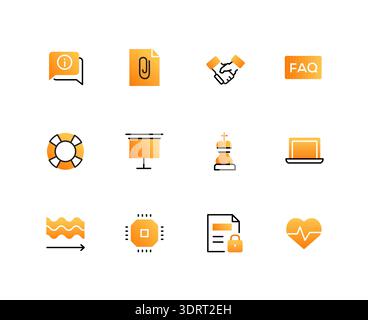 Technical support and business - set of line design style icons Stock Vector