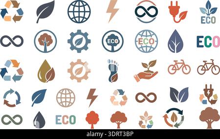 Eco Friendly and Sustainability Icons Set Green Energy Vector Collection Stock Vector