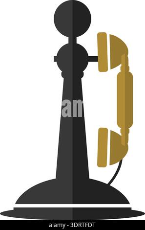Illustration of a vintage candlestick telephone with separate earpiece on the side Stock Vector