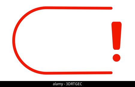 Red exclamation mark in speech bubble outline Stock Vector