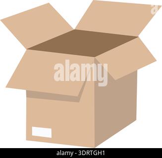 Open cardboard box isolated on white background Stock Vector