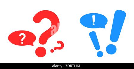 Red question and blue exclamation marks with speech bubbles Stock Vector