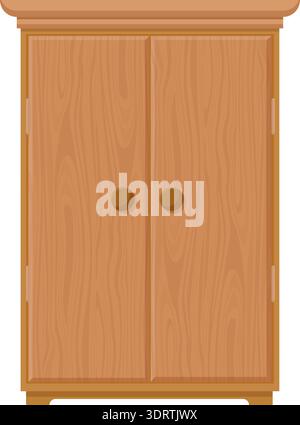 Wooden wardrobe with doors closed Stock Vector