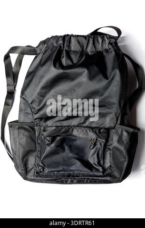 Black backpack with space for inscription isolated Stock Photo