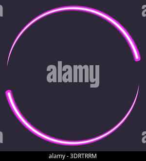 Glowing pink neon circle on dark background Stock Vector