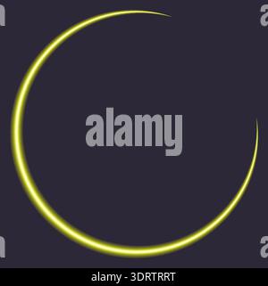 Glowing yellow crescent shape on dark background Stock Vector