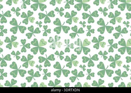 Seamless pattern with clover leaves. A symbol of good luck and prosperity. Green plant ornament for fabric, cards, and typography. Stock Vector