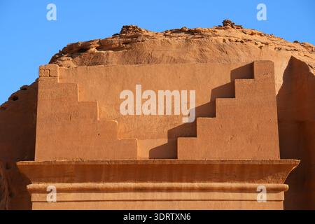 Geometric stepped merlons carved into the sandstone on the Tomb of ...
