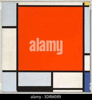 Composition with Large Red Plane, yellow, black, grey and blue