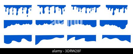 Simple clouds divider web site separator set. Fluffy curve edge header section. Blue border for banner, frame bottom, template. Vector illustration Stock Vector