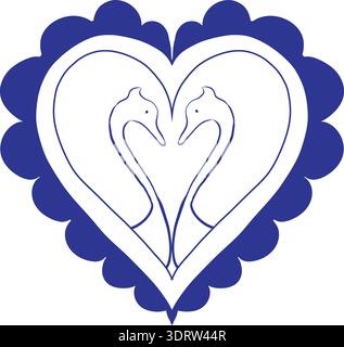 Wedding card, vector swans, Slavic wedding, heart, love. Stock Vector