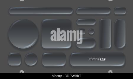 Trendy glassmorphism UI elements kit. Perfect for modern web and app design interfaces. Vector illustration. Stock Vector