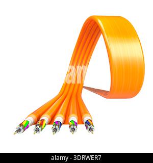 Orange fiber optic cables transparent background 3d Stock Photo