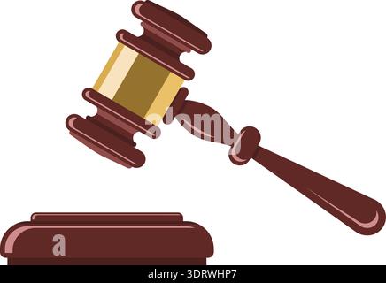 Wooden gavel judge or auctioneer. concept auction, justice. isolated vector illustration Stock Vector