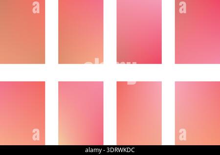 Set of bright coral and orange ui backgrounds Stock Vector