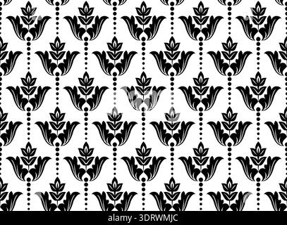 Flower geometric pattern. Seamless vector background. White and black ornament. Ornament for fabric, wallpaper, packaging. Decorative print Stock Vector