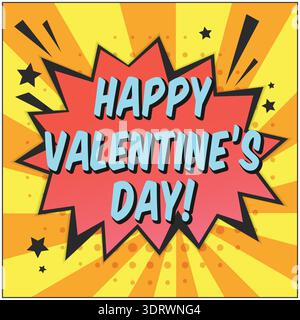 Bright speech bubble with HAPPY VALENTINES DAY Stock Vector