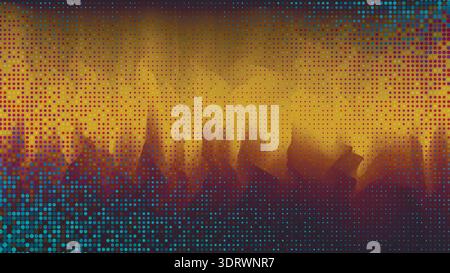 Abstract blue dotted background with orange fire Stock Vector