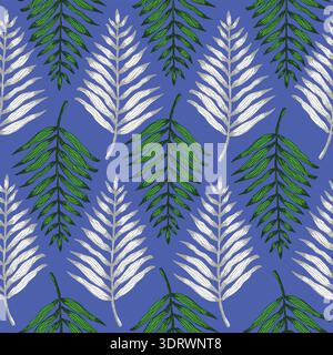 Green and white tropical fern leaves pattern Stock Vector