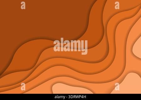 Abstract orange wavy paper cut background Stock Vector