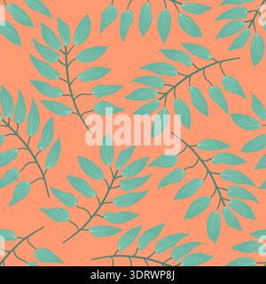 Floral pattern with red flowers and green leaves Stock Vector