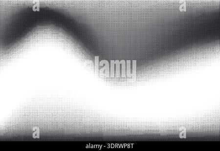 Abstract wavy black halftone dotted background Stock Vector
