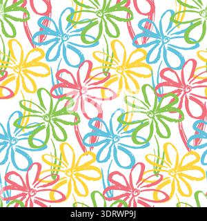 Bright pattern with color chamomile flowers Stock Vector