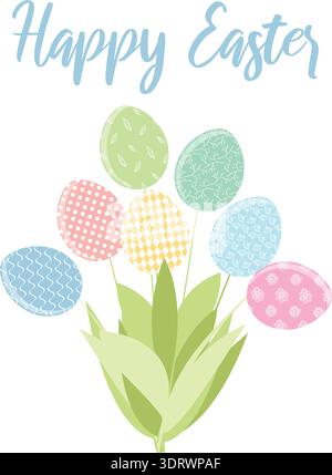 Tender bouquet of colorful Easter eggs Stock Vector