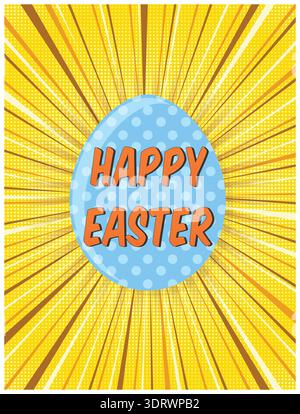Bright yellow retro comic background for Easter Stock Vector