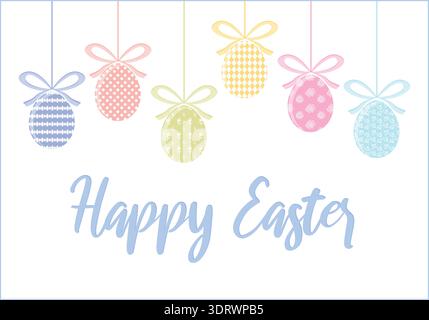 Tender Happy Easter card with colorful eggs Stock Vector