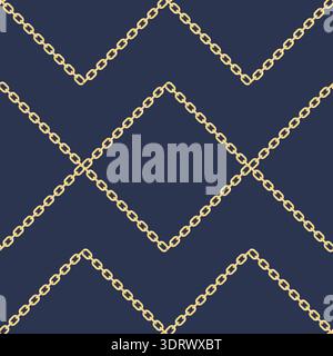 Elegant pattern with golden ring chain on blue Stock Vector