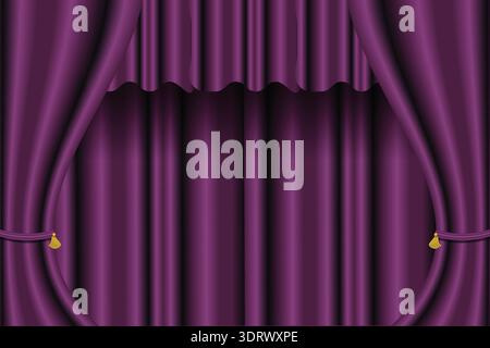 Elegant Abstract Purple Curtains for Theatrical Set Design, Velveteen background Stock Vector