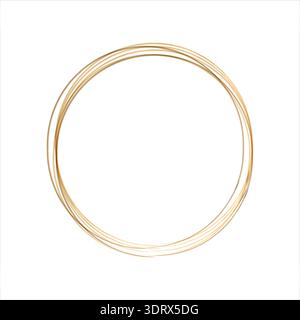 A delicate golden watercolor circle frame sits centrally on a clean white background. This simple, elegant design offers a minimalist border for any content. Stock Vector