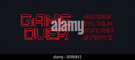 Game Over Font Logo Alphabet Y2K Pixel Letter Set Modern Typography, Arcade Typographic Design for Title Text, Gaming Typo Headline, Old Computer Type Stock Vector