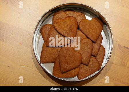 Heart shaped ginger bread cookies. Stock Photo