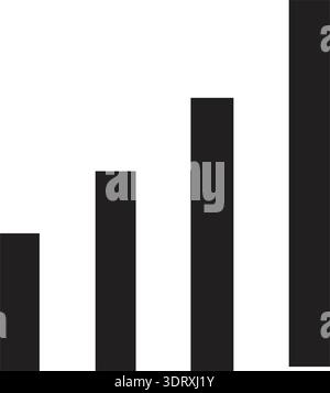 This image depicts a bar chart with four vertical bars of increasing height, representing the growth of a company's sales over four consecutive quarte Stock Vector